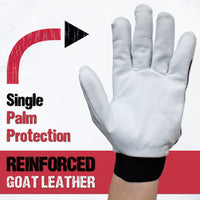 Bison Life Wing Thumb Work Gloves, Goat Leather Reinforced Finger Assembly, Hook & Loop