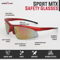 Bison Life Sport MTX  Anti-Fog Safety Glasses, Wraparound Outdoor Sports Eyewear, ANSI Z87.1