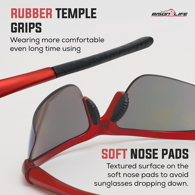 Bison Life Sport MTX  Anti-Fog Safety Glasses, Wraparound Outdoor Sports Eyewear, ANSI Z87.1