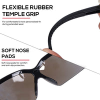 Bison Life HylinePro Black Temple Sport Safety Glasses for Men & Women, ANSI Z87.1