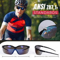 Bison Life HylinePro Black Temple Sport Safety Glasses for Men & Women, ANSI Z87.1