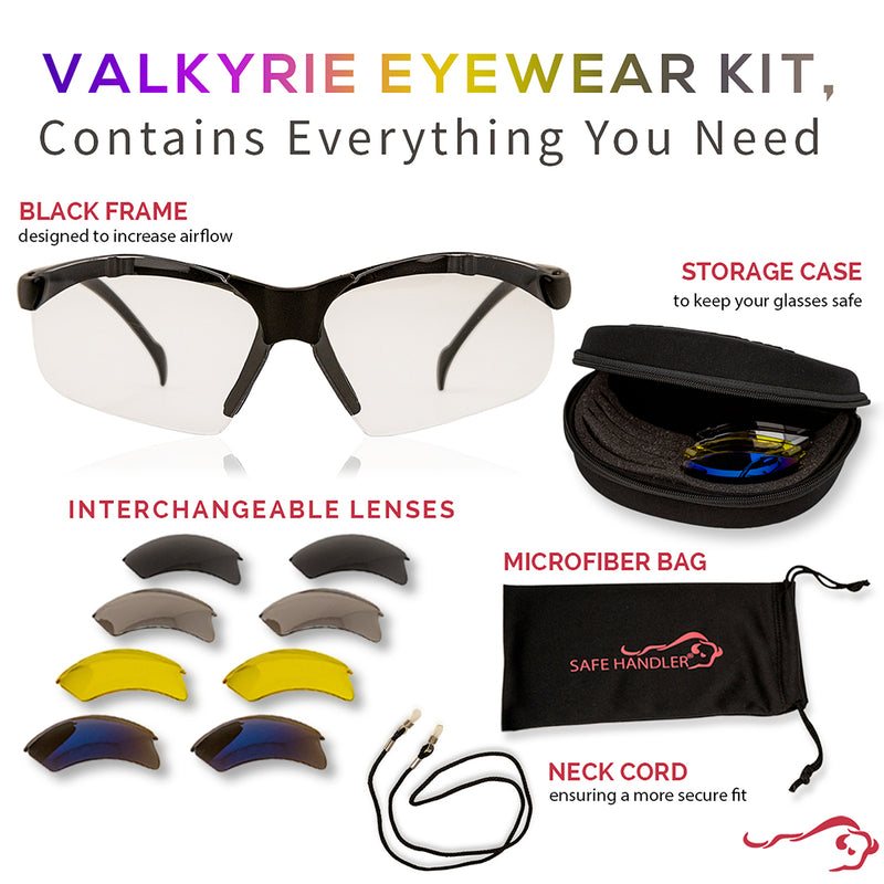 Bison Life Valkyrie Shooting Safety Glasses Kit with 5 Interchangeable Lenses, ANSI Z87.1, 1 Pack