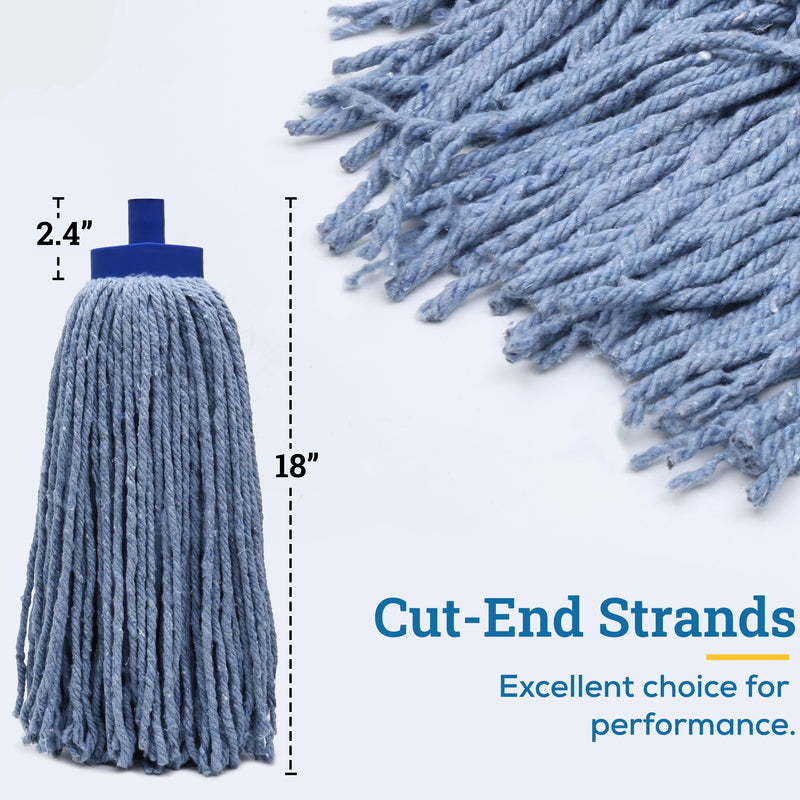 Kleen Handler Screw-on Wet Mop Replacement Head with Plastic Screw Head, Pack of 6