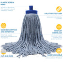 Kleen Handler Screw-on Wet Mop Replacement Head with Plastic Screw Head, Pack of 6