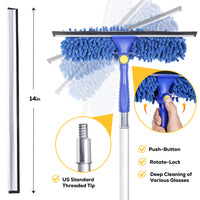 Bison Life 2-in-1 Window Squeegee with 4–12 ft Pole - Window Washing Kit, 2 Sleeves