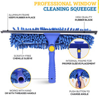Bison Life 2-in-1 Window Squeegee & Glass Cleaner Combo – 12" Sleeves, 14" Blade, Comm/Residential
