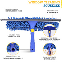 Bison Life 2-in-1 Window Squeegee with 4–12 ft Pole - Window Washing Kit, 2 Sleeves