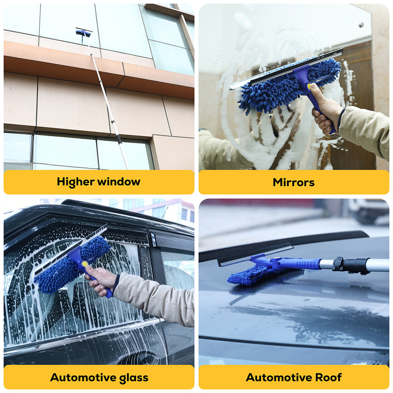 Bison Life 2-in-1 Window Squeegee & Glass Cleaner Combo – 12" Sleeves, 14" Blade, Comm/Residential