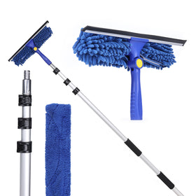 Bison Life 2-in-1 Window Squeegee with 4–12 ft Pole - Window Washing Kit, 2 Sleeves