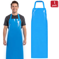 Bison Life TPU Bib Apron Reusable Waterproof Oil-Resistant Kitchen Apron Blue