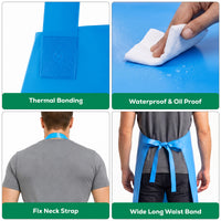 Bison Life TPU Bib Apron Reusable Waterproof Oil-Resistant Kitchen Apron Blue