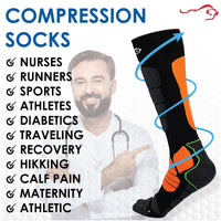 Bison Life Sports Pro Compression Socks for Men & Women – Breathable Knee High Support, Black