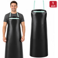 Bison Life Premium PVC Leather Heavy Duty Black Work Apron for Butcher, Workshop Pack of 1