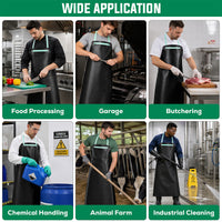 Bison Life Premium PVC Leather Heavy Duty Black Work Apron for Butcher, Workshop Pack of 1