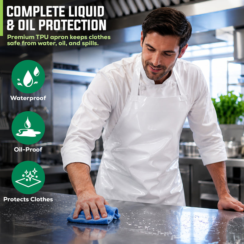Bison Life 11.8 Mil TPU Bib Apron – Heavy Duty Waterproof, Oil Resistant Work Apron