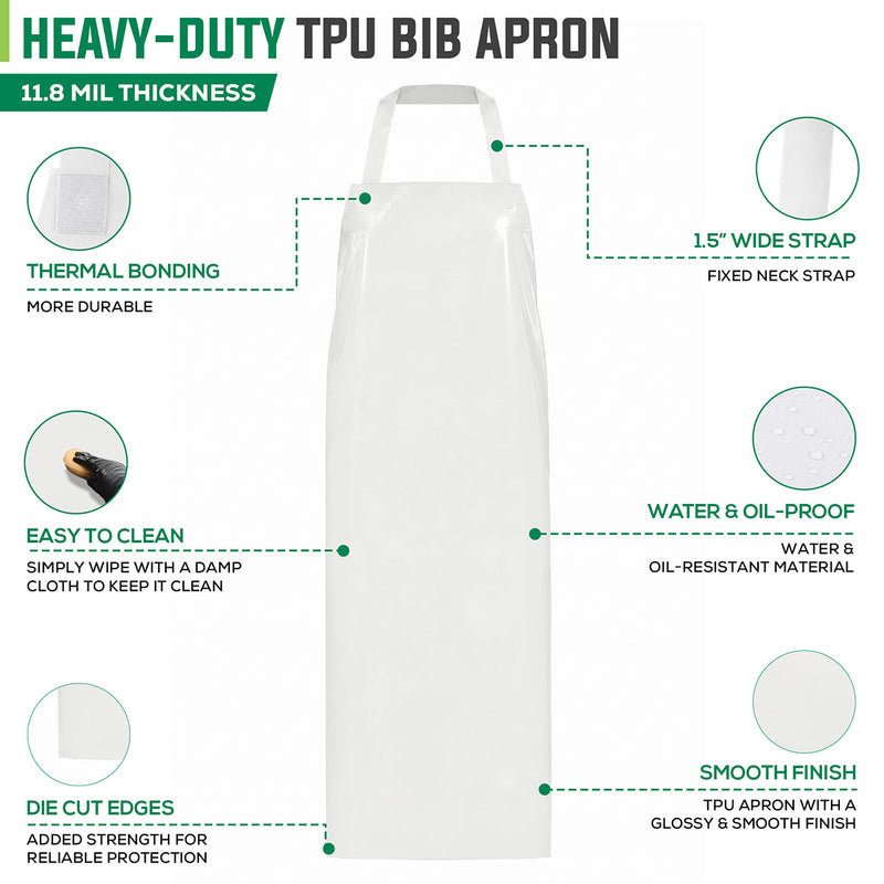 Bison Life 11.8 Mil TPU Bib Apron – Heavy Duty Waterproof, Oil Resistant Work Apron