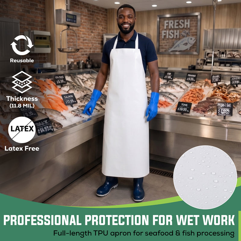 Bison Life 11.8 Mil TPU Bib Apron – Heavy Duty Waterproof, Oil Resistant Work Apron