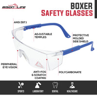 Bison Life Boxer Wraparound Safety Glasses with Side Shield Protection, ANSI Z87.1