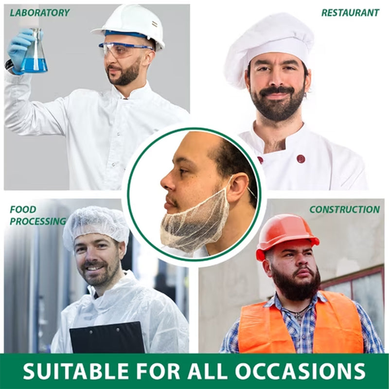 Bison Life 18" Disposable Beard Net – Breathable Polypropylene Cover for Food Service & Industry