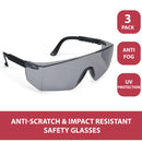 Boxer Safety Glasses for Healthcare Workers, Anti Scratch- Fog Lens, Adjustable Temple