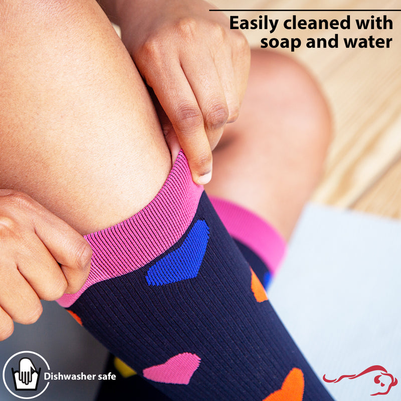 Bison Life Patterned Heart Compression Socks – Lightweight Knee-High Support for Adults