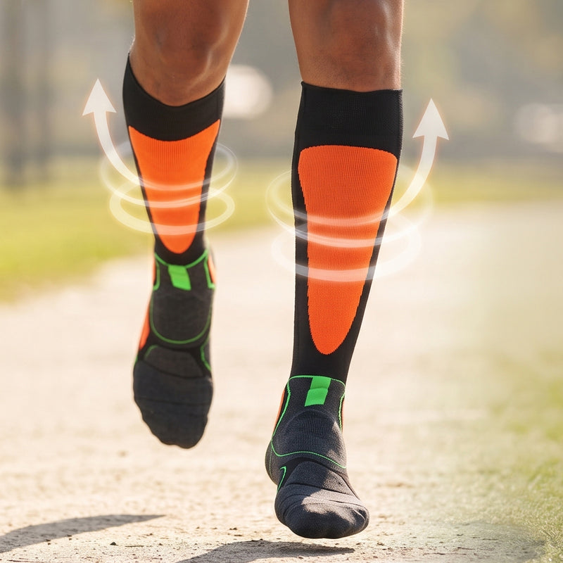 Bison Life Sports Pro Compression Socks for Men & Women – Breathable Knee High Support, Black