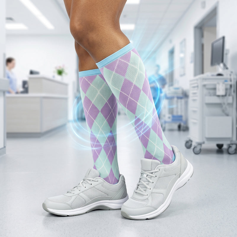 Bison Life Argyle Compression Socks, Anti-Fatigue Odor & Moisture Resistant, Men & Women