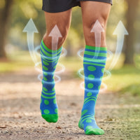 Bison Life Dots & Stripe Compression Socks – Anti-Fatigue Support, Fits Adult & Youth
