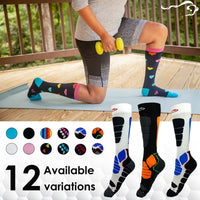 Bison Life Sports Pro Compression Socks for Men & Women – Breathable Knee High Support, Black