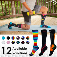 Bison Life Chroma Compression Socks for Men & Women – Knee-High Multi-Color Support Socks