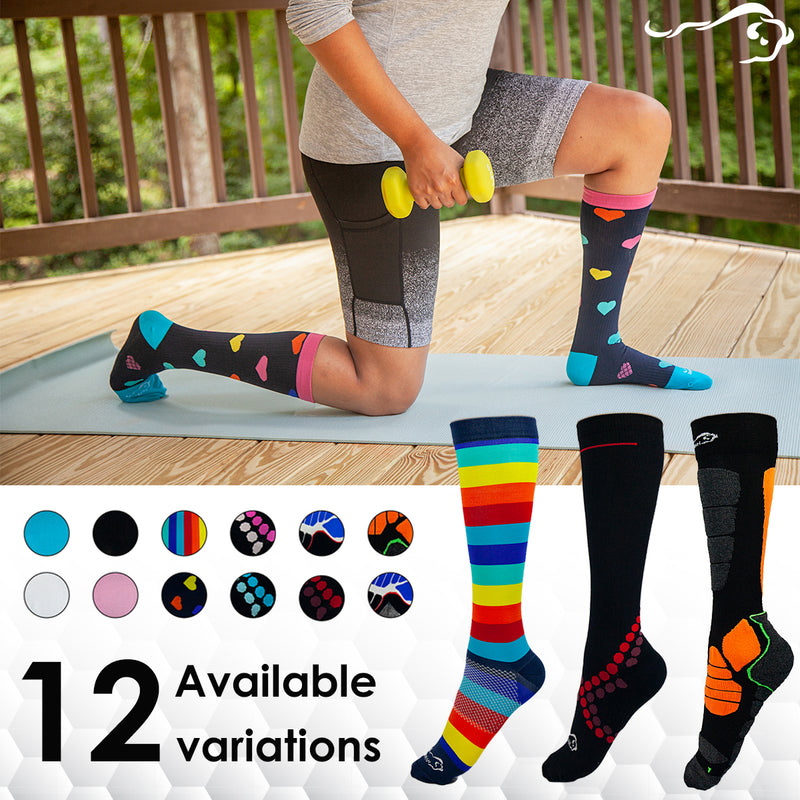 Bison Life Chroma Compression Socks for Men & Women – Knee-High Multi-Color Support Socks