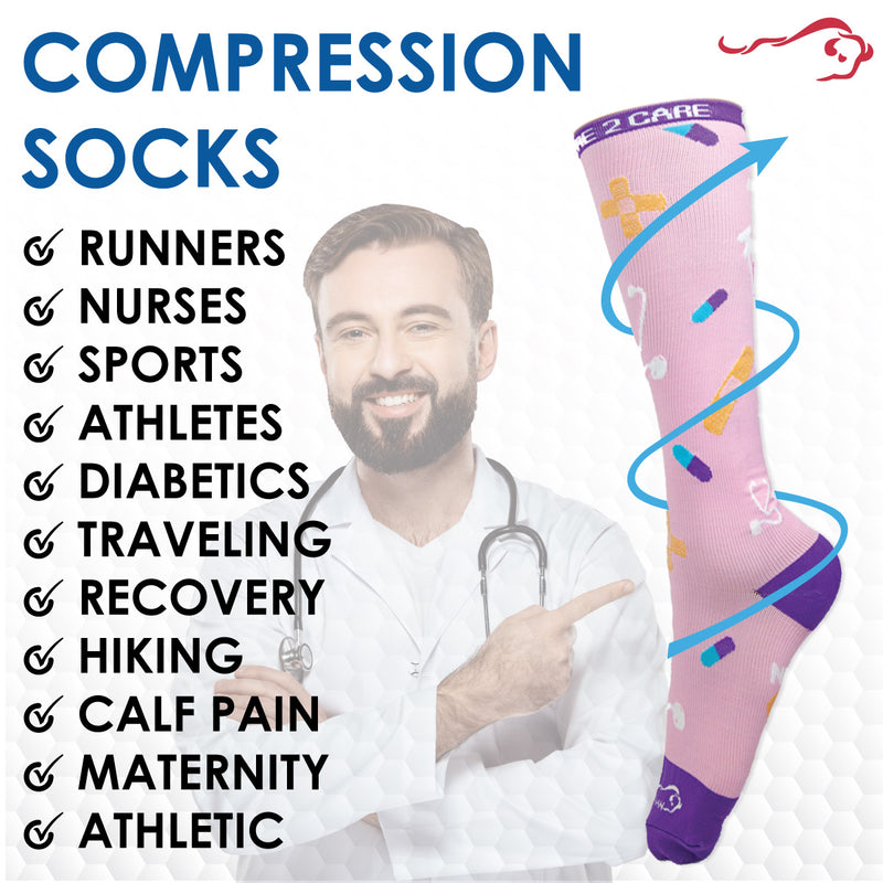 Bison Life Here2Care Compression Socks – Knee High Support for Swelling & Recovery