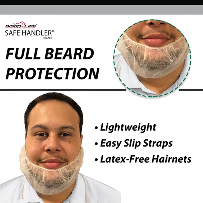 Bison Life 18" Disposable Beard Net – Breathable Polypropylene Cover for Food Service & Industry