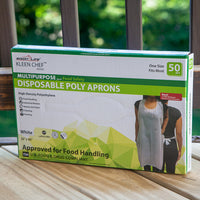 Bison Life Disposable Lightweight Poly Aprons – 28x46 White Waterproof