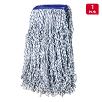 Bison Life Nano Microbial Cut End Finish Mop, 1.25" Universal Headband, Blue