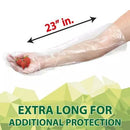 Disposable Food Handling Elbow Length Poly Gloves, 23" inch, OSFM