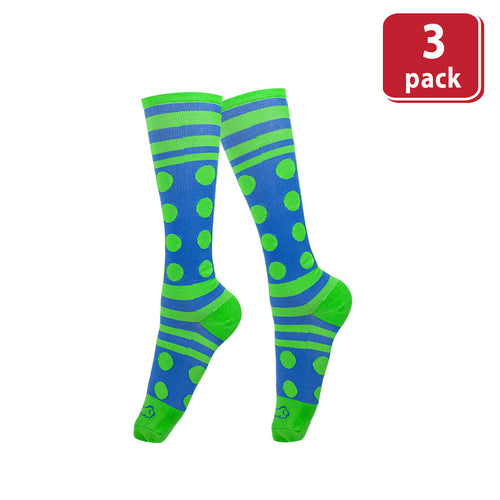 Bison Life Dots & Stripe Compression Socks – Anti-Fatigue Support, Fits Adult & Youth