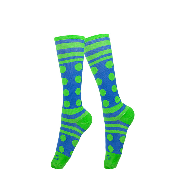 Bison Life Dots & Stripe Compression Socks – Anti-Fatigue Support, Fits Adult & Youth