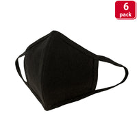 Reusable 3 Ply Cotton Face Mask, Soft Breathable & Washable Fabric, Black - Adult
