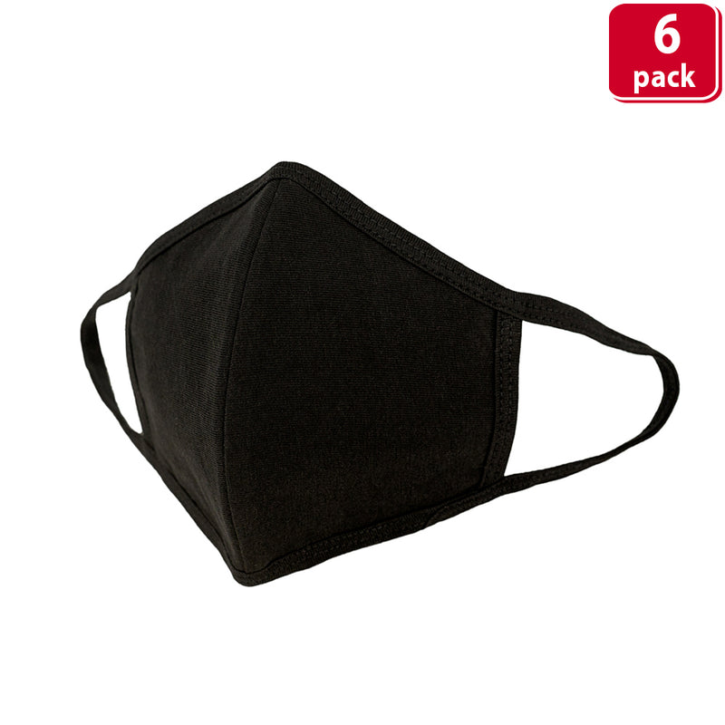 Reusable 3 Ply Cotton Face Mask, Soft Breathable & Washable Fabric, Black - Adult