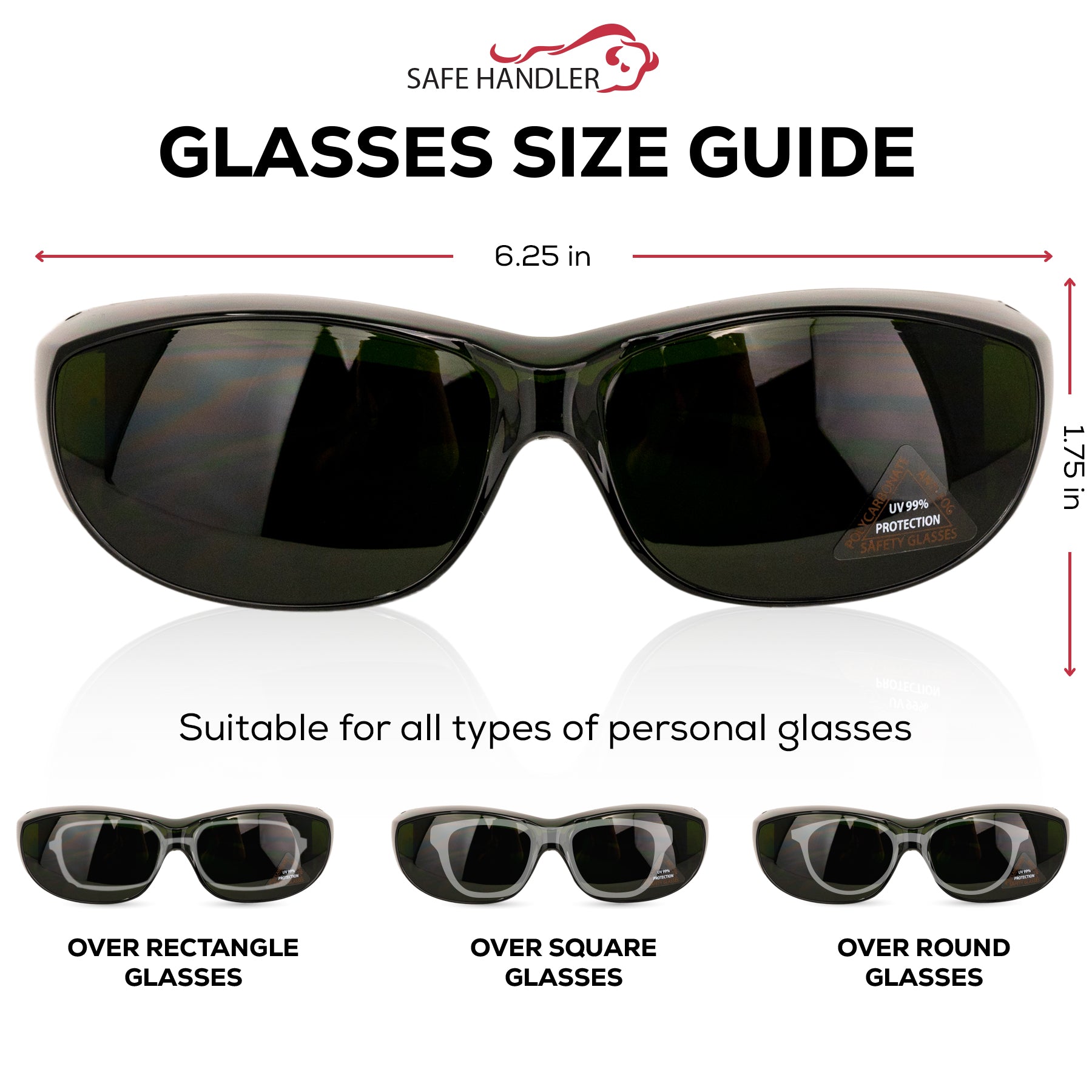 PrimeX Dark Green Wrap-Around IR5 Safety Glasses – Anti Fog