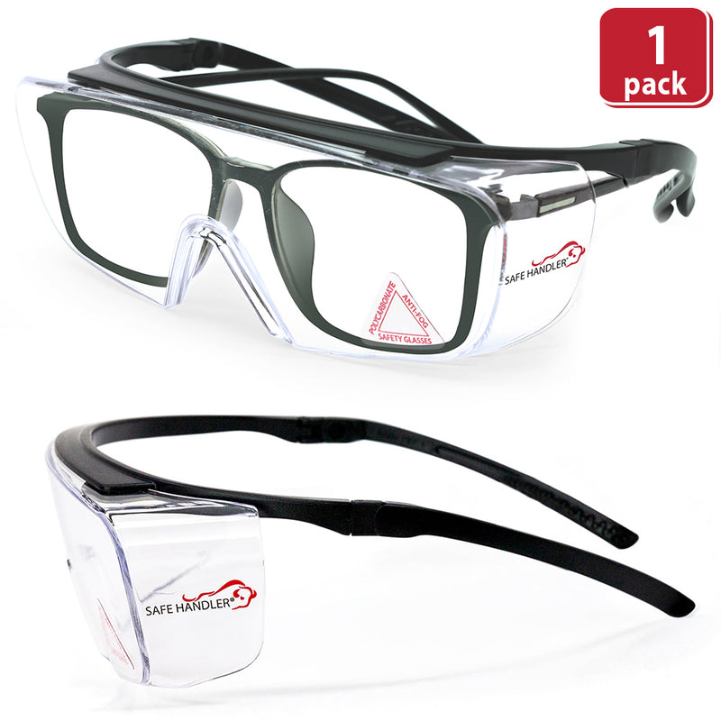 Bison Life Duarte Anti-Fog Safety Glasses Over Eyeglasses, Adjustable Temple, ANSI Z87.1