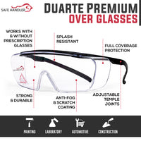 Bison Life Duarte Anti-Fog Safety Glasses Over Eyeglasses, Adjustable Temple, ANSI Z87.1