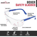 Boxer Clear Lens Color Temple Safety Glasses, Anti Scratch-Fog Lens
