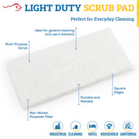 Bison Life Light Duty Non-Scratch Scrub Pads, Non-Abrasive Household Cleaning, White