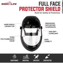 Full Face Protector Face Shield, Reusable, Secure Protection, Black