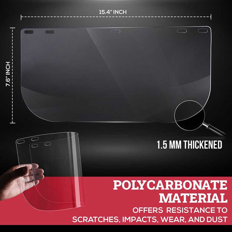 Replacement Clear Face Shields, Polycarbonate Visor for Safety Headgear