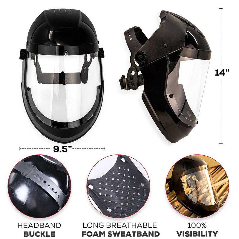 Full Face Protector Face Shield, Reusable, Secure Protection, Black