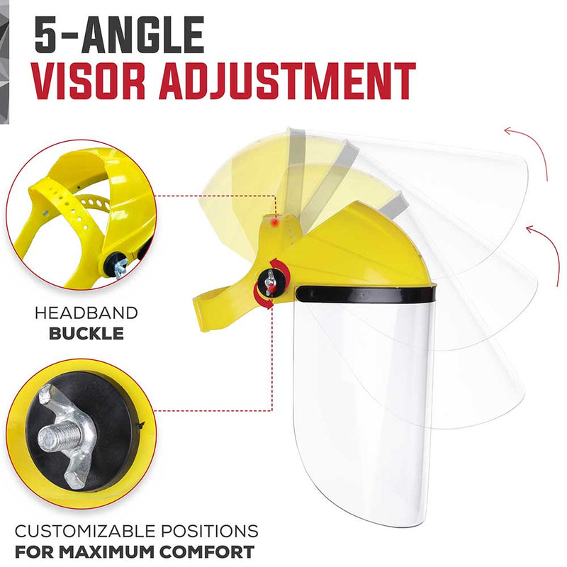 Hard Visor Reusable Face Shield, Single Crown Headgear