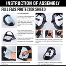 Full Face Protector Face Shield, Reusable, Secure Protection, Black